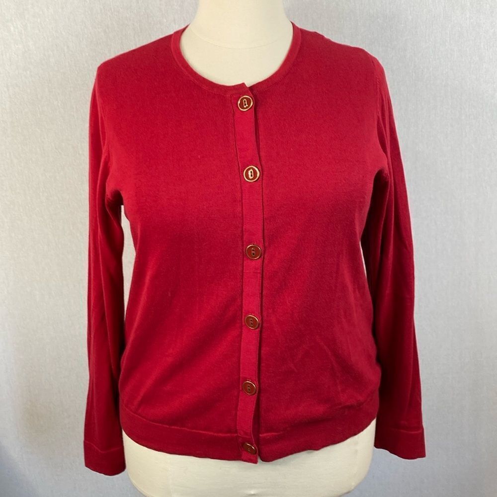 Women’s Dana Buchman Signature Red Sz XL Button Up Sweater. Excellent Condition.